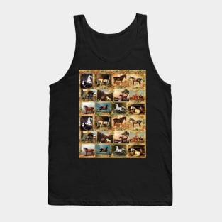 HORSES FINE ART PAINTINGS PARCHMENT PATTERN WITH HORSESHOES Tank Top